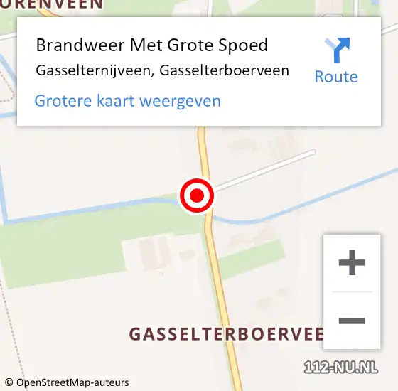 Locatie op kaart van de 112 melding: Brandweer Met Grote Spoed Naar Gasselternijveen, Gasselterboerveen op 29 september 2023 23:10