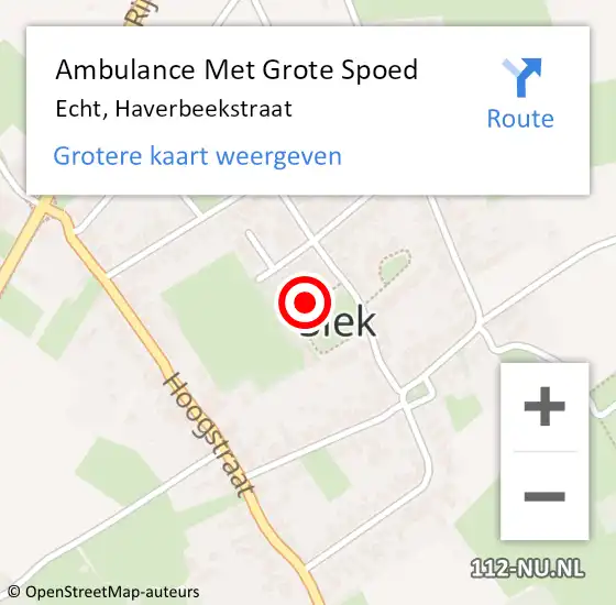 Locatie op kaart van de 112 melding: Ambulance Met Grote Spoed Naar Echt, Haverbeekstraat op 29 september 2023 23:16