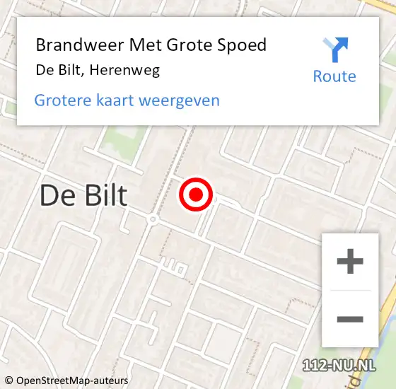 Locatie op kaart van de 112 melding: Brandweer Met Grote Spoed Naar De Bilt, Herenweg op 29 september 2023 23:39