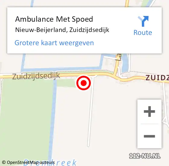 Locatie op kaart van de 112 melding: Ambulance Met Spoed Naar Nieuw-Beijerland, Zuidzijdsedijk op 30 september 2023 00:36