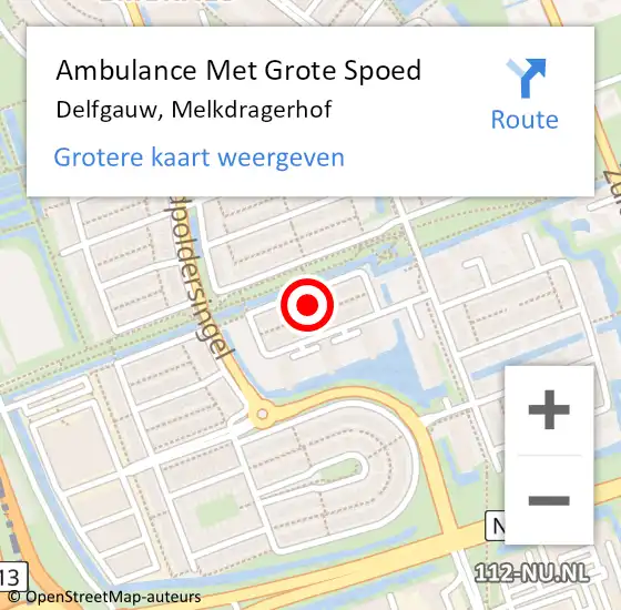 Locatie op kaart van de 112 melding: Ambulance Met Grote Spoed Naar Delfgauw, Melkdragerhof op 30 september 2023 00:42
