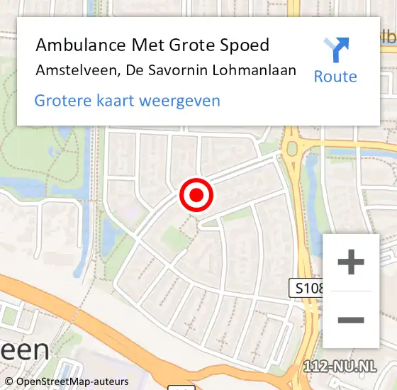 Locatie op kaart van de 112 melding: Ambulance Met Grote Spoed Naar Amstelveen, De Savornin Lohmanlaan op 30 september 2023 01:39