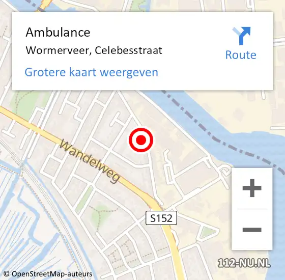 Locatie op kaart van de 112 melding: Ambulance Wormerveer, Celebesstraat op 30 september 2023 02:20