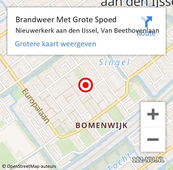 Locatie op kaart van de 112 melding: Brandweer Met Grote Spoed Naar Nieuwerkerk aan den IJssel, Van Beethovenlaan op 30 september 2023 02:43