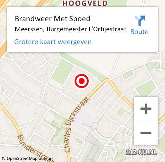 Locatie op kaart van de 112 melding: Brandweer Met Spoed Naar Meerssen, Burgemeester L'Ortijestraat op 30 september 2023 03:35