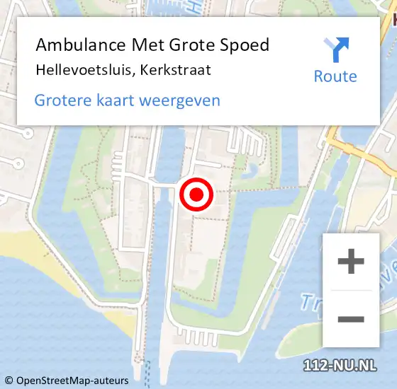 Locatie op kaart van de 112 melding: Ambulance Met Grote Spoed Naar Hellevoetsluis, Kerkstraat op 30 september 2023 05:08