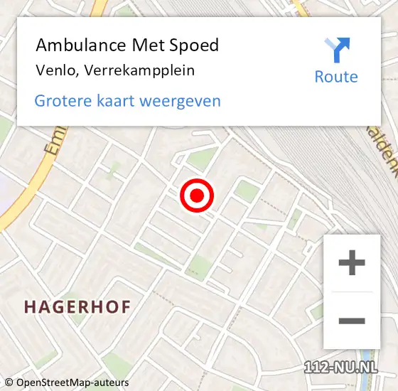 Locatie op kaart van de 112 melding: Ambulance Met Spoed Naar Venlo, Verrekampplein op 30 september 2023 06:06