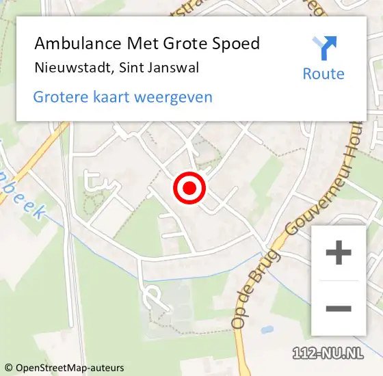 Locatie op kaart van de 112 melding: Ambulance Met Grote Spoed Naar Nieuwstadt, Sint Janswal op 14 oktober 2013 07:18