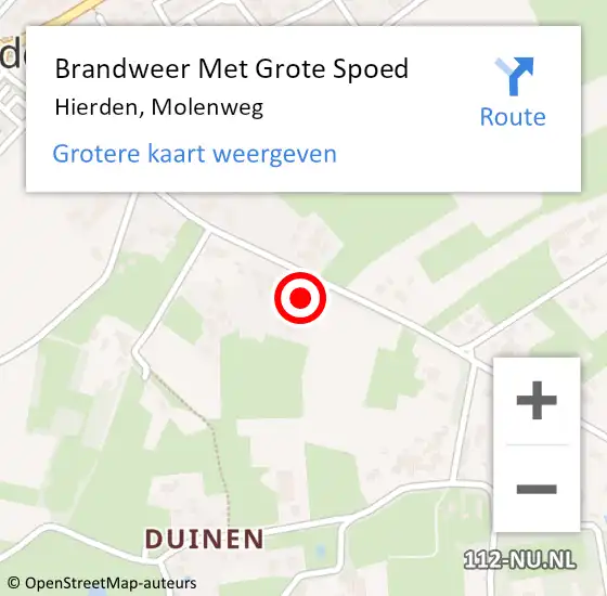 Locatie op kaart van de 112 melding: Brandweer Met Grote Spoed Naar Hierden, Molenweg op 30 september 2023 06:57