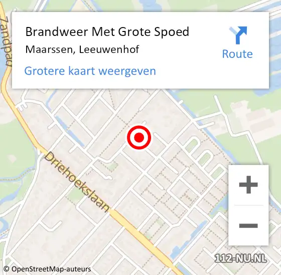 Locatie op kaart van de 112 melding: Brandweer Met Grote Spoed Naar Maarssen, Leeuwenhof op 30 september 2023 08:52