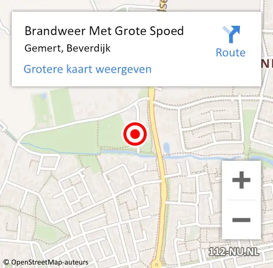 Locatie op kaart van de 112 melding: Brandweer Met Grote Spoed Naar Gemert, Beverdijk op 30 september 2023 08:59