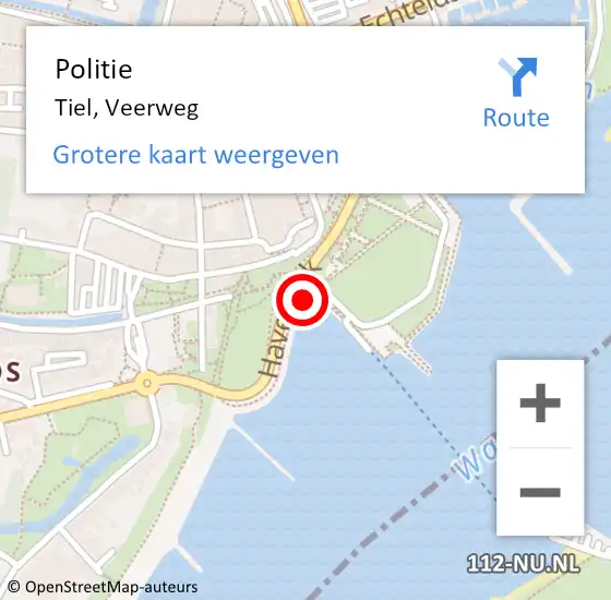 Locatie op kaart van de 112 melding: Politie Tiel, Veerweg op 30 september 2023 09:06