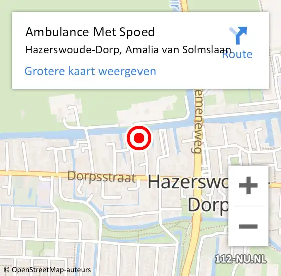 Locatie op kaart van de 112 melding: Ambulance Met Spoed Naar Hazerswoude-Dorp, Amalia van Solmslaan op 30 september 2023 09:10