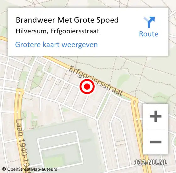 Locatie op kaart van de 112 melding: Brandweer Met Grote Spoed Naar Hilversum, Erfgooiersstraat op 30 september 2023 09:16