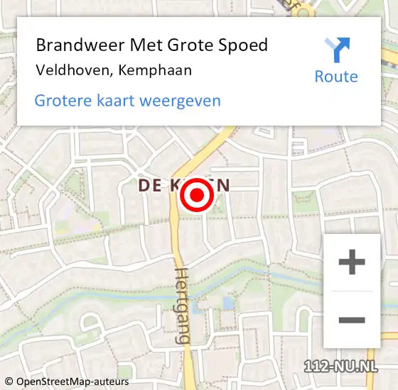 Locatie op kaart van de 112 melding: Brandweer Met Grote Spoed Naar Veldhoven, Kemphaan op 30 september 2023 09:33