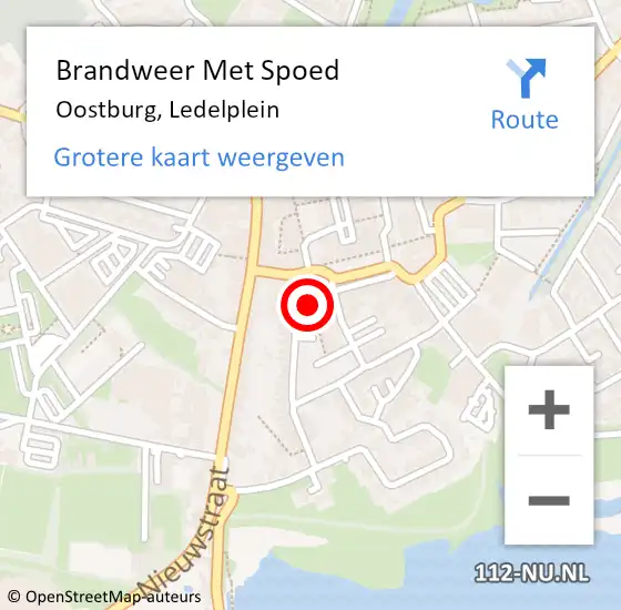 Locatie op kaart van de 112 melding: Brandweer Met Spoed Naar Oostburg, Ledelplein op 30 september 2023 10:08