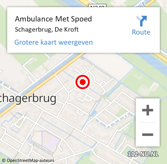 Locatie op kaart van de 112 melding: Ambulance Met Spoed Naar Schagerbrug, De Kroft op 30 september 2023 10:14