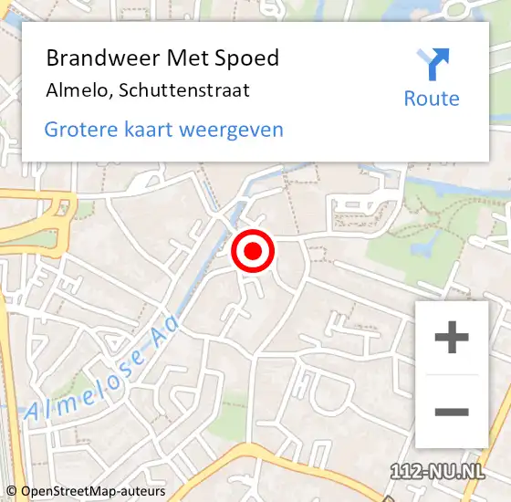 Locatie op kaart van de 112 melding: Brandweer Met Spoed Naar Almelo, Schuttenstraat op 30 september 2023 10:26