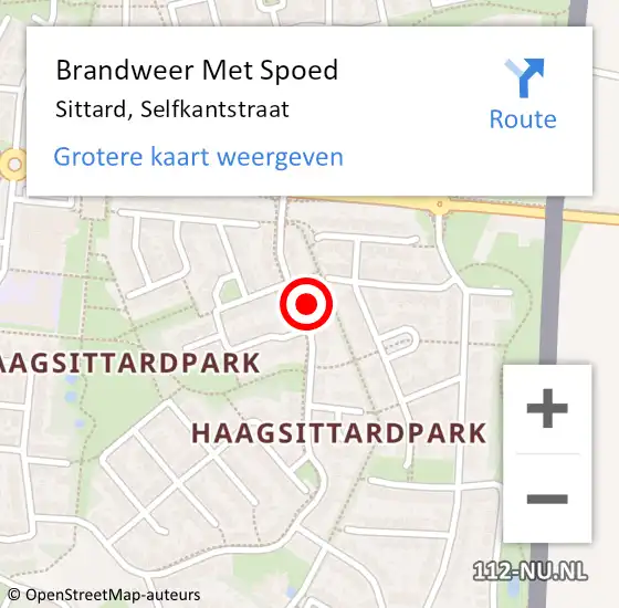 Locatie op kaart van de 112 melding: Brandweer Met Spoed Naar Sittard, Selfkantstraat op 30 september 2023 10:28