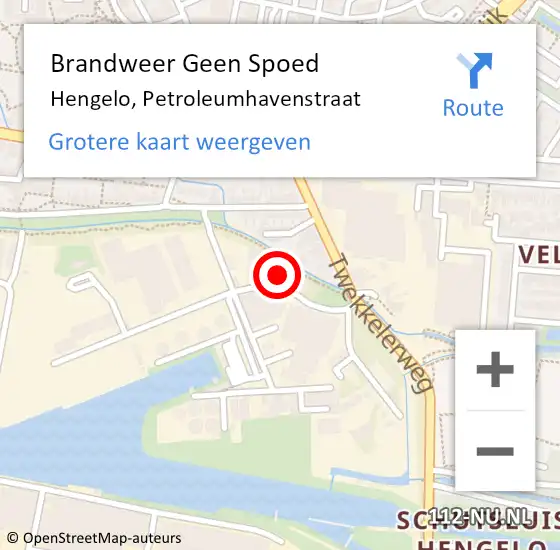 Locatie op kaart van de 112 melding: Brandweer Geen Spoed Naar Hengelo, Petroleumhavenstraat op 30 september 2023 10:35