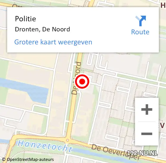 Locatie op kaart van de 112 melding: Politie Dronten, De Noord op 30 september 2023 10:53