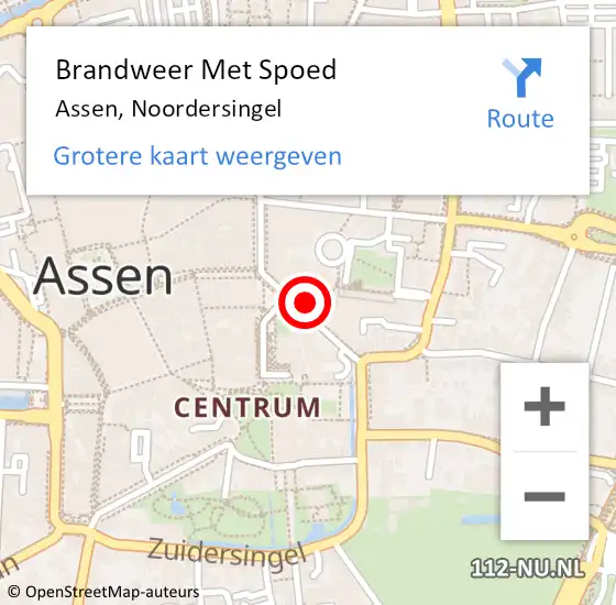 Locatie op kaart van de 112 melding: Brandweer Met Spoed Naar Assen, Noordersingel op 30 september 2023 11:05