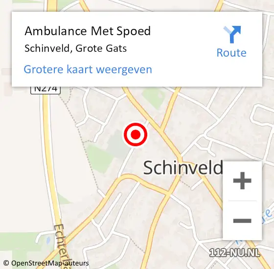 Locatie op kaart van de 112 melding: Ambulance Met Spoed Naar Schinveld, Grote Gats op 10 september 2014 00:04