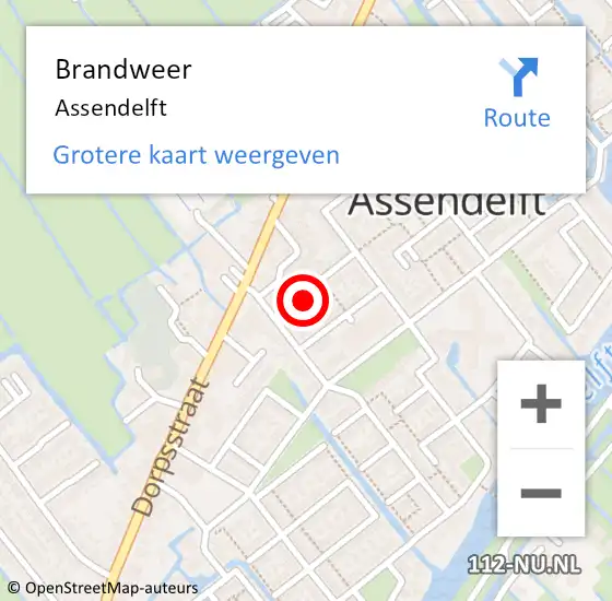 Locatie op kaart van de 112 melding: Brandweer Assendelft op 30 september 2023 11:26