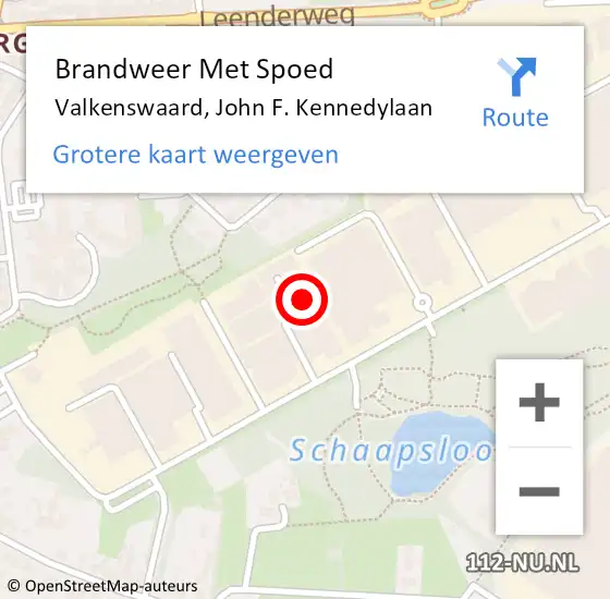 Locatie op kaart van de 112 melding: Brandweer Met Spoed Naar Valkenswaard, John F. Kennedylaan op 30 september 2023 11:42