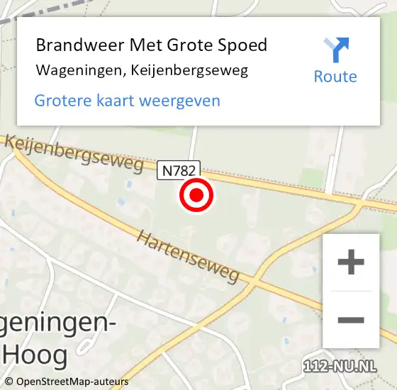 Locatie op kaart van de 112 melding: Brandweer Met Grote Spoed Naar Wageningen, Keijenbergseweg op 30 september 2023 11:51