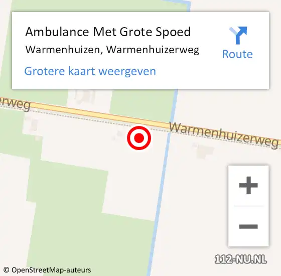 Locatie op kaart van de 112 melding: Ambulance Met Grote Spoed Naar Warmenhuizen, Warmenhuizerweg op 30 september 2023 12:07