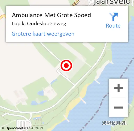 Locatie op kaart van de 112 melding: Ambulance Met Grote Spoed Naar Lopik, Oudeslootseweg op 10 september 2014 00:17