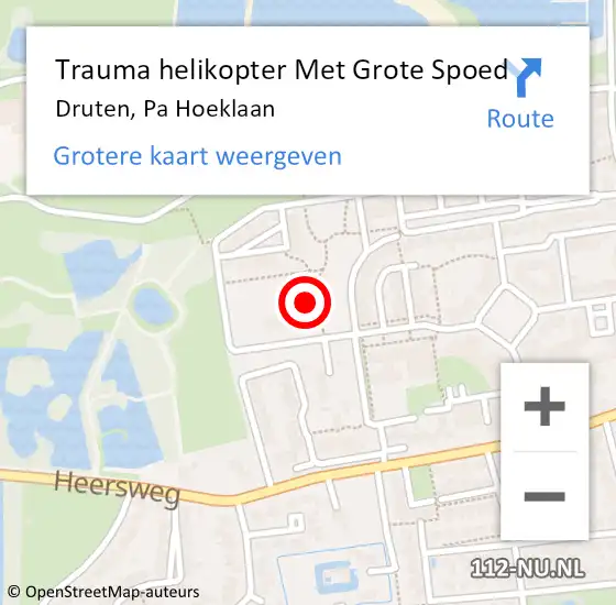Locatie op kaart van de 112 melding: Trauma helikopter Met Grote Spoed Naar Druten, Pa Hoeklaan op 30 september 2023 12:17