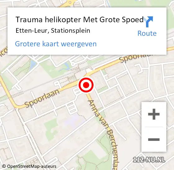 Locatie op kaart van de 112 melding: Trauma helikopter Met Grote Spoed Naar Etten-Leur, Stationsplein op 30 september 2023 12:41