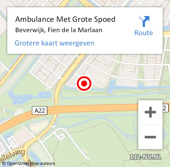 Locatie op kaart van de 112 melding: Ambulance Met Grote Spoed Naar Beverwijk, Fien de la Marlaan op 30 september 2023 12:43