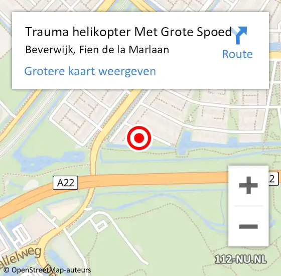 Locatie op kaart van de 112 melding: Trauma helikopter Met Grote Spoed Naar Beverwijk, Fien de la Marlaan op 30 september 2023 12:54