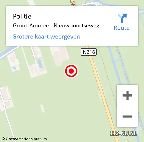 Locatie op kaart van de 112 melding: Politie Groot-Ammers, Nieuwpoortseweg op 30 september 2023 12:57