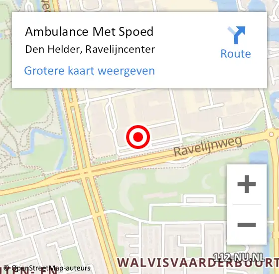 Locatie op kaart van de 112 melding: Ambulance Met Spoed Naar Den Helder, Ravelijncenter op 30 september 2023 13:13