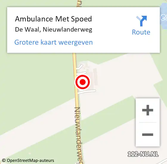 Locatie op kaart van de 112 melding: Ambulance Met Spoed Naar De Waal, Nieuwlanderweg op 30 september 2023 13:13