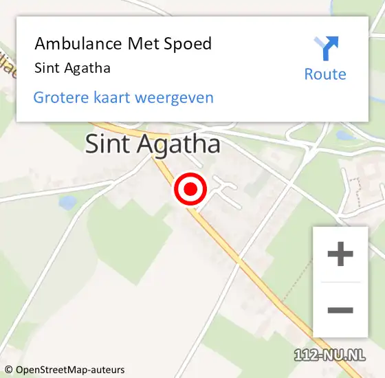 Locatie op kaart van de 112 melding: Ambulance Met Spoed Naar Sint Agatha op 30 september 2023 13:30