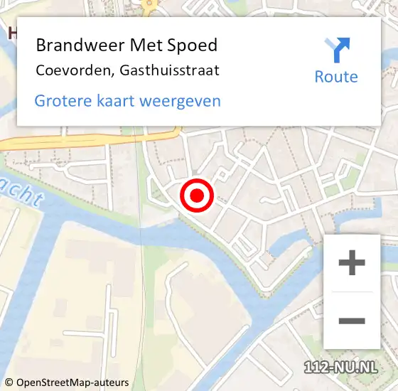 Locatie op kaart van de 112 melding: Brandweer Met Spoed Naar Coevorden, Gasthuisstraat op 30 september 2023 13:34