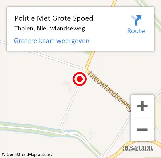 Locatie op kaart van de 112 melding: Politie Met Grote Spoed Naar Tholen, Nieuwlandseweg op 30 september 2023 13:43