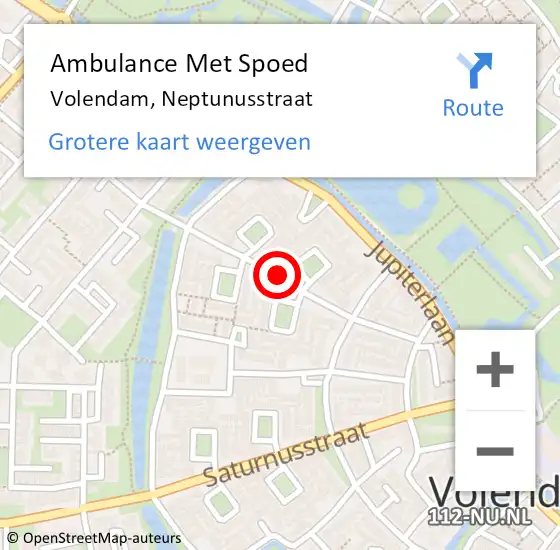 Locatie op kaart van de 112 melding: Ambulance Met Spoed Naar Volendam, Neptunusstraat op 30 september 2023 13:44