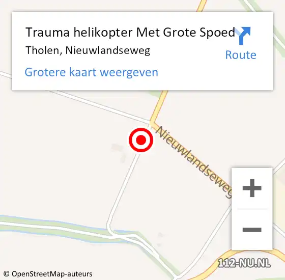 Locatie op kaart van de 112 melding: Trauma helikopter Met Grote Spoed Naar Tholen, Nieuwlandseweg op 30 september 2023 13:45