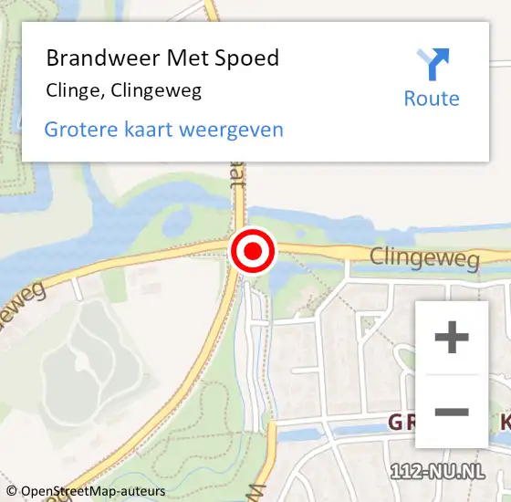 Locatie op kaart van de 112 melding: Brandweer Met Spoed Naar Clinge, Clingeweg op 30 september 2023 13:48