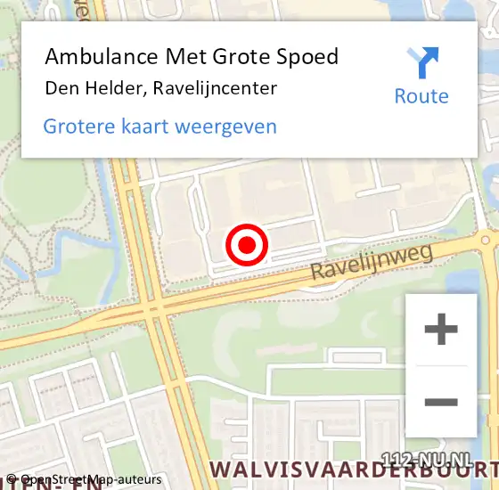 Locatie op kaart van de 112 melding: Ambulance Met Grote Spoed Naar Den Helder, Ravelijncenter op 30 september 2023 14:05