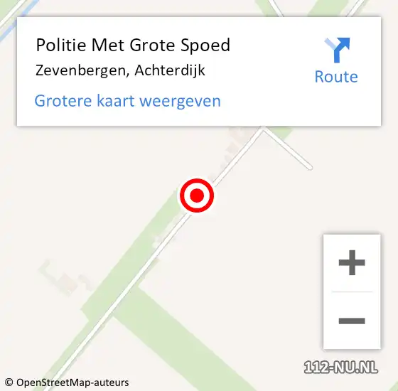 Locatie op kaart van de 112 melding: Politie Met Grote Spoed Naar Zevenbergen, Achterdijk op 30 september 2023 14:07