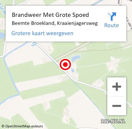 Locatie op kaart van de 112 melding: Brandweer Met Grote Spoed Naar Beemte Broekland, Kraaienjagersweg op 30 september 2023 14:15