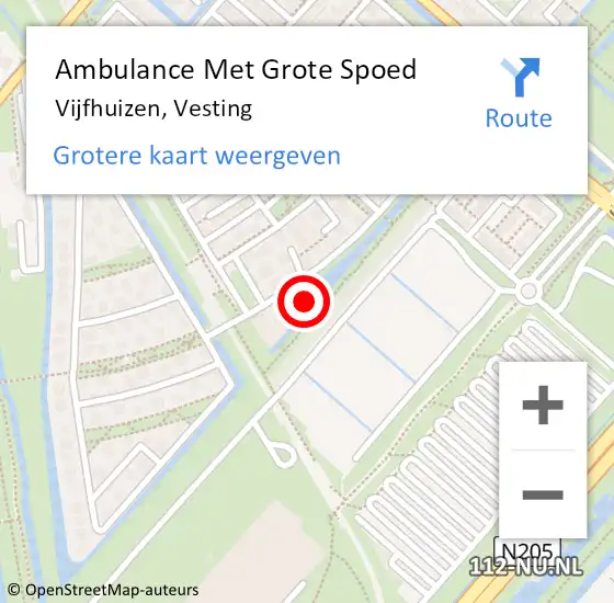 Locatie op kaart van de 112 melding: Ambulance Met Grote Spoed Naar Vijfhuizen, Vesting op 30 september 2023 14:19