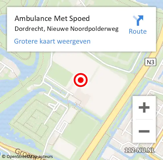 Locatie op kaart van de 112 melding: Ambulance Met Spoed Naar Dordrecht, Nieuwe Noordpolderweg op 30 september 2023 15:03